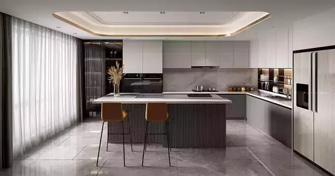 Modern dining room kitchen interior