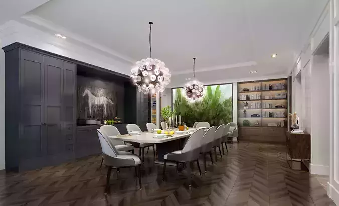 Modern dining room kitchen interior