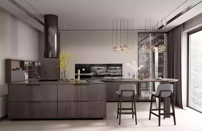 Modern dining room kitchen interior
