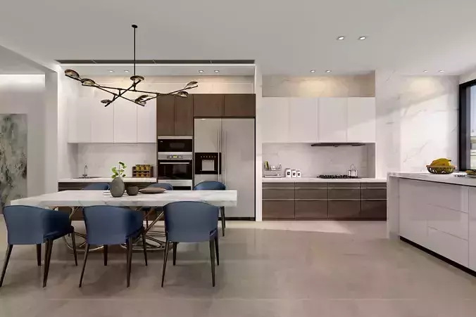 Modern dining room kitchen interior