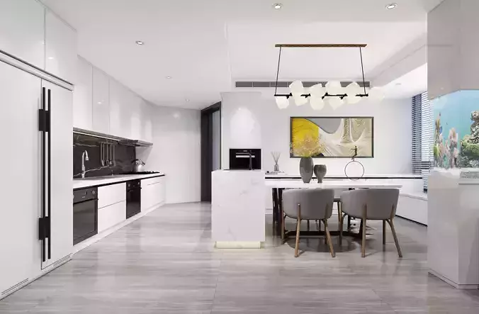 Modern dining room kitchen interior