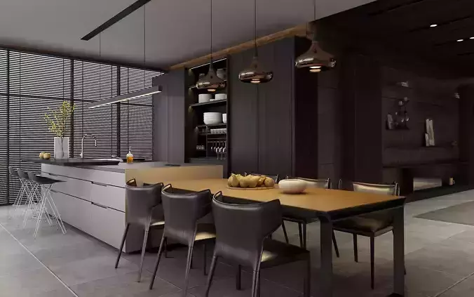 Modern dining room kitchen interior