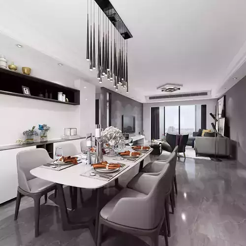 Modern dining room kitchen interior