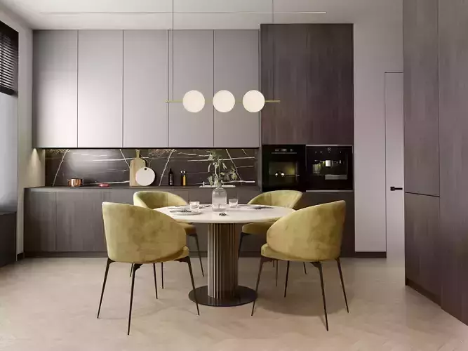 Modern dining room kitchen interior