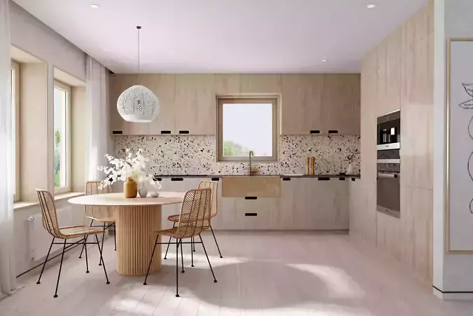 Modern dining room kitchen interior
