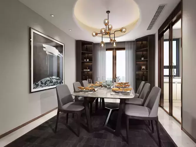 Modern dining room kitchen interior