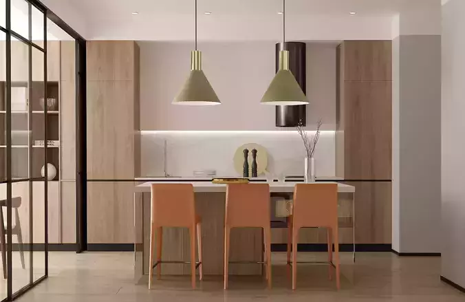 Modern dining room kitchen interior