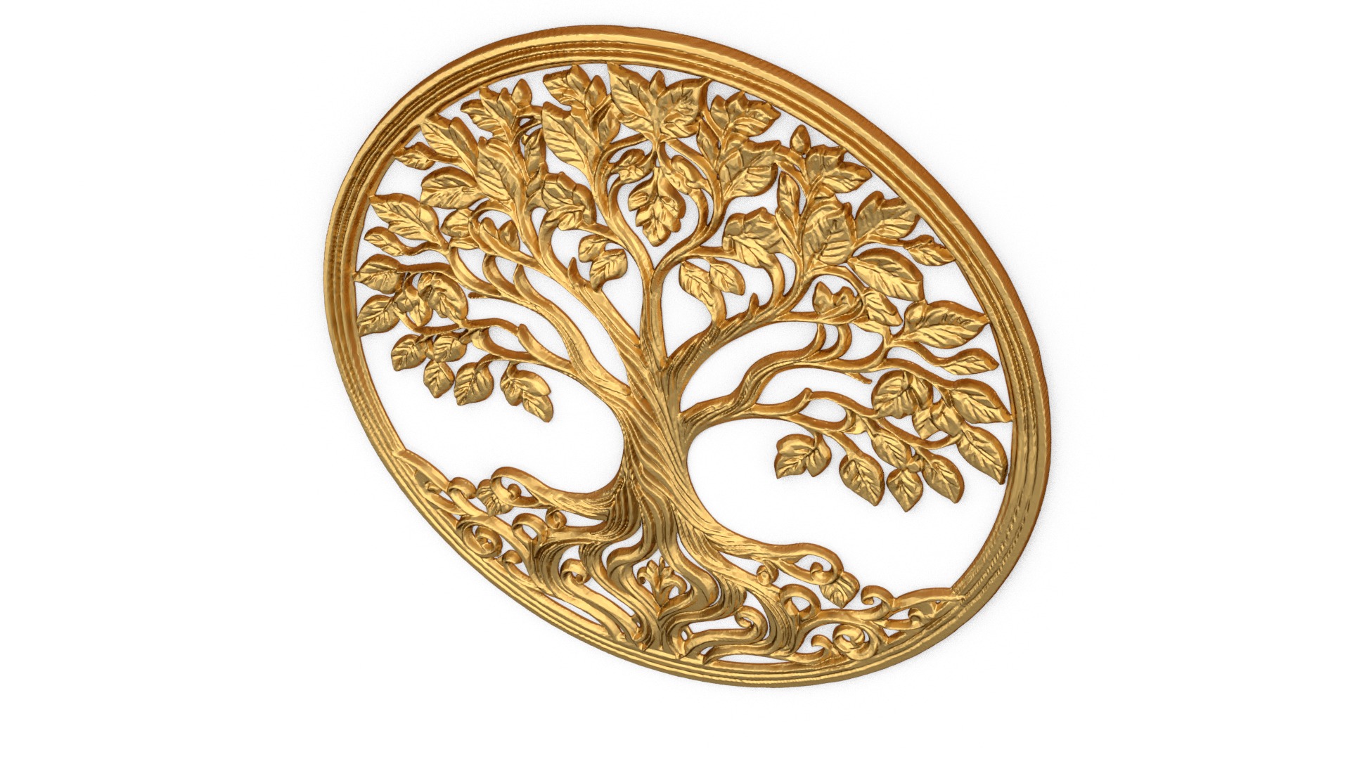 decor set wall panel wall tree relief mural CNC 50 3D model_3