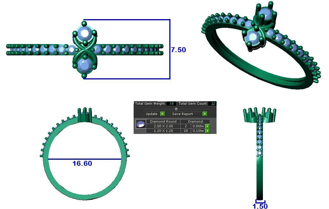 Women Ring Render 3dm STL OBJ FBX Details 3D print model_8