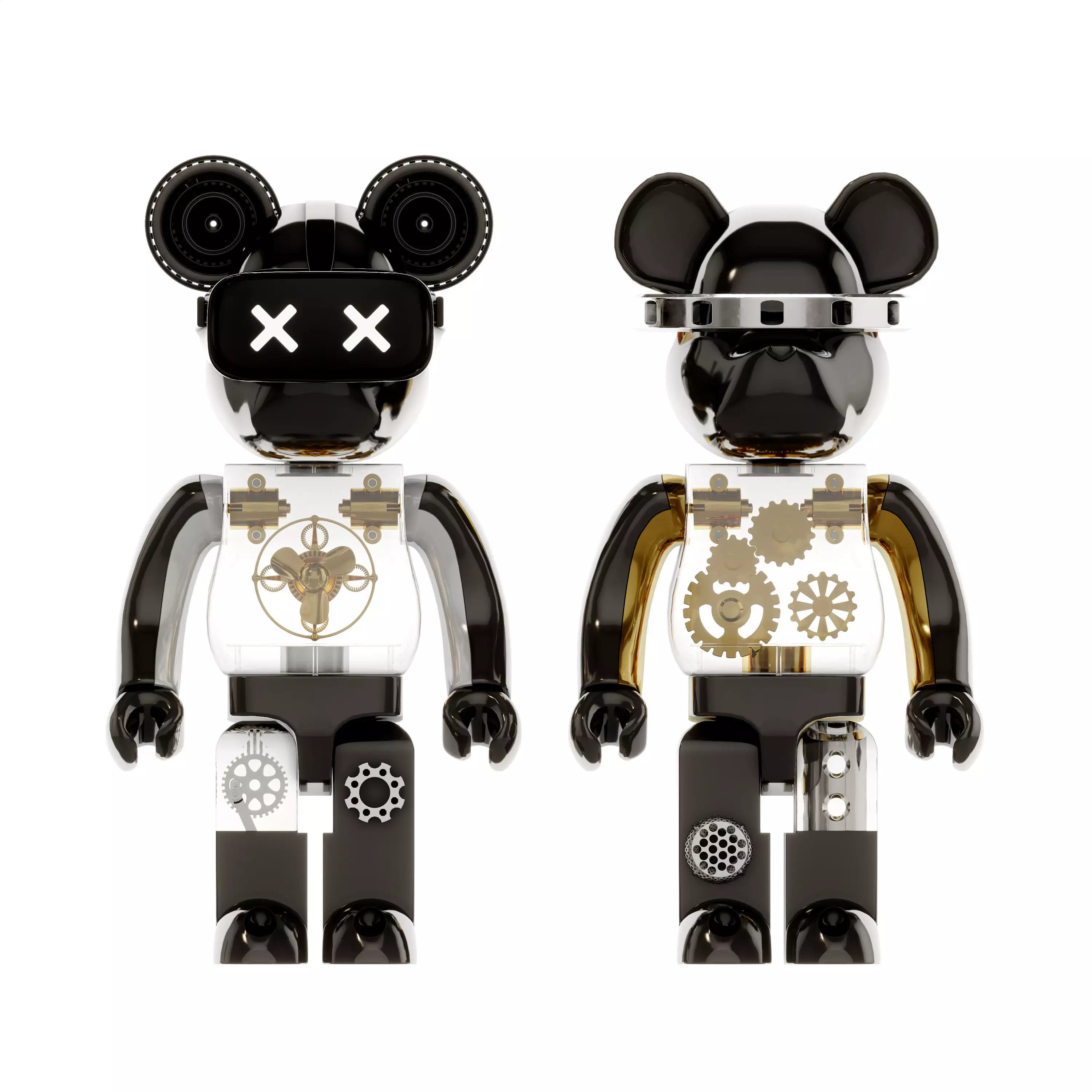 Modern trendy play cyberpunk violent bear doll toy 3D model