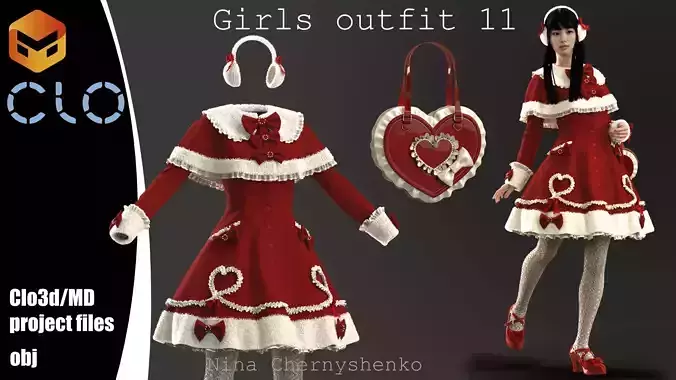 Girls outfit 11 - Marvelous Designer project and OBJ