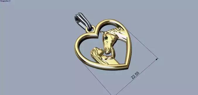 Heart pendant for girl and horse 3D print model