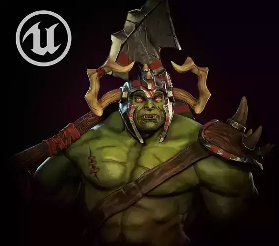 Orc Warrior Semi-Stylized Game  Ready Low-poly 3D model