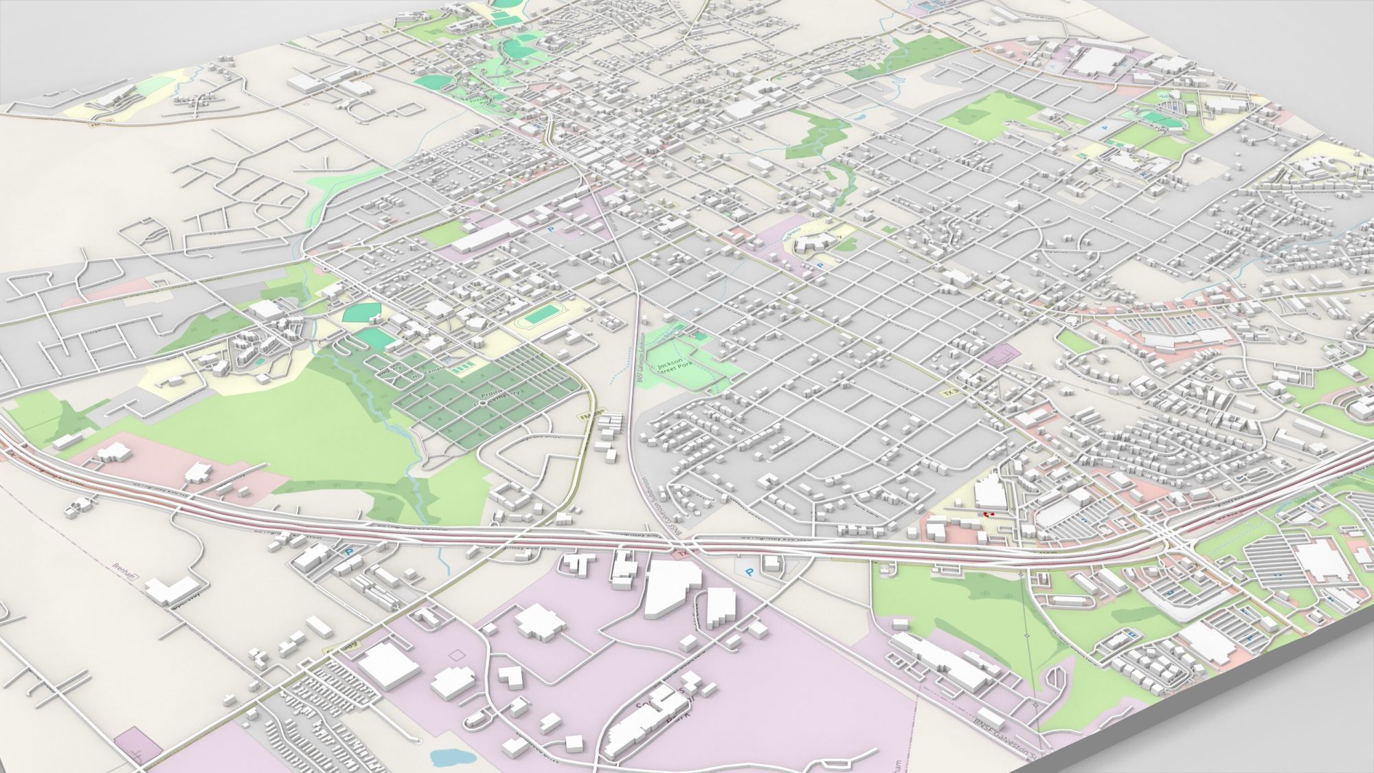 Cityscape Brenham Texas USA 3D model_3