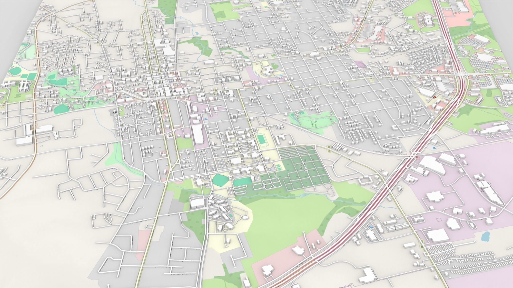 Cityscape Brenham Texas USA 3D model_5