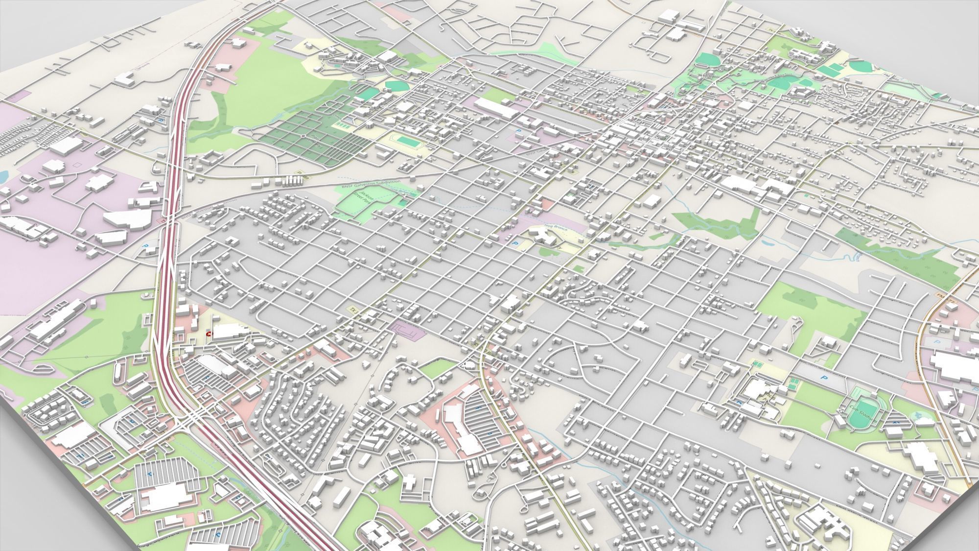 Cityscape Brenham Texas USA 3D model_2
