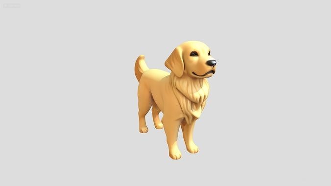 Golden Retriever Printable Low-poly 3D print model