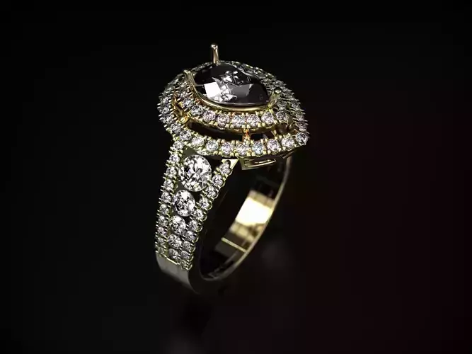 golden ring with a series of precious stones