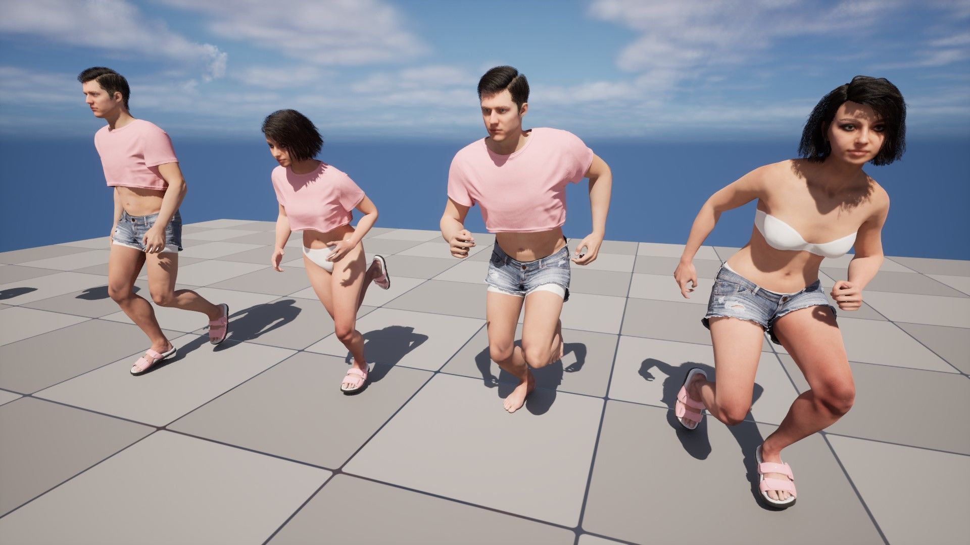 Summer Outfit 3 - Male - Female MH - UE5 Skeletons - Rigged Low-poly 3D model_17