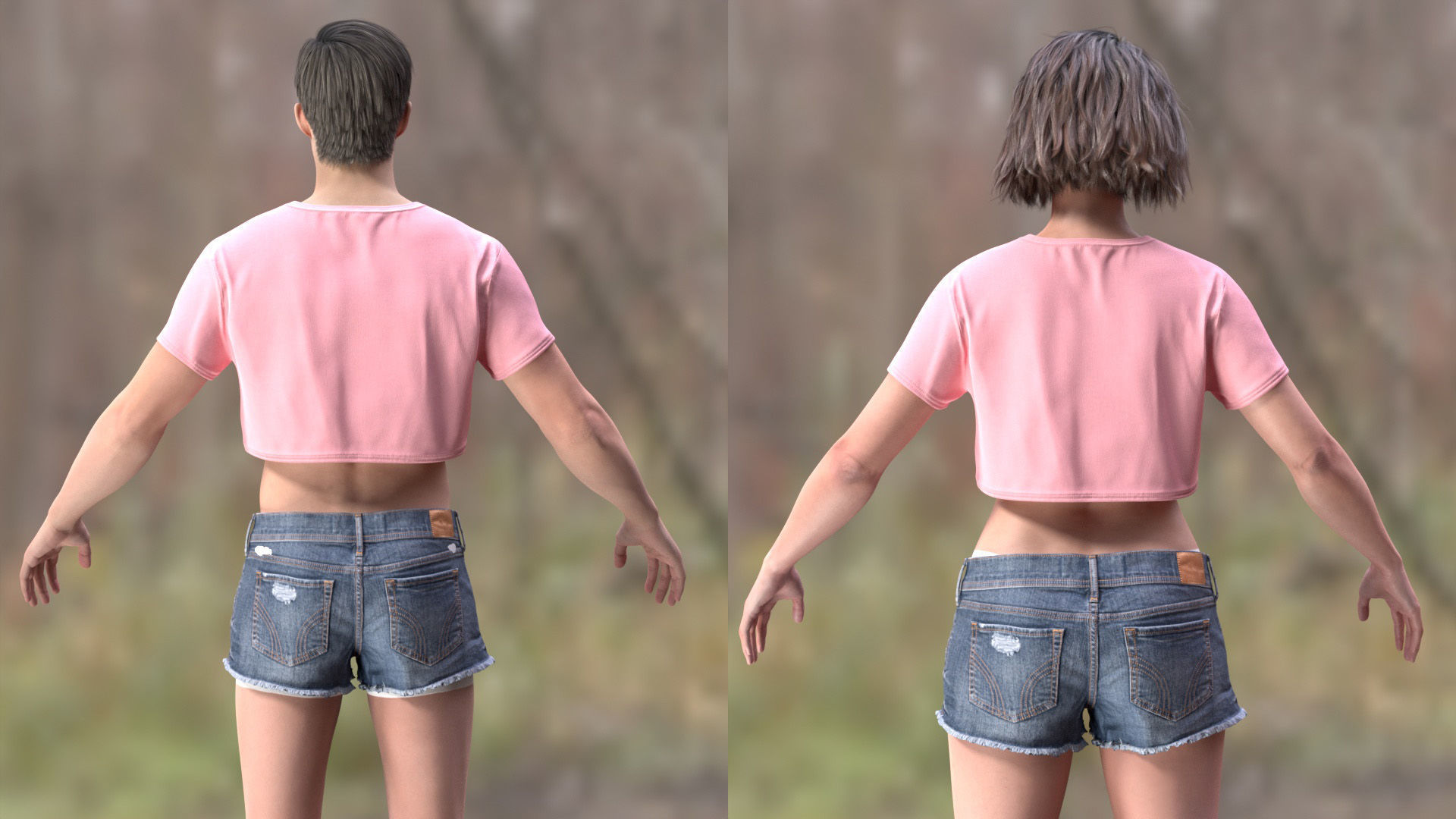 Summer Outfit 3 - Male - Female MH - UE5 Skeletons - Rigged Low-poly 3D model_7