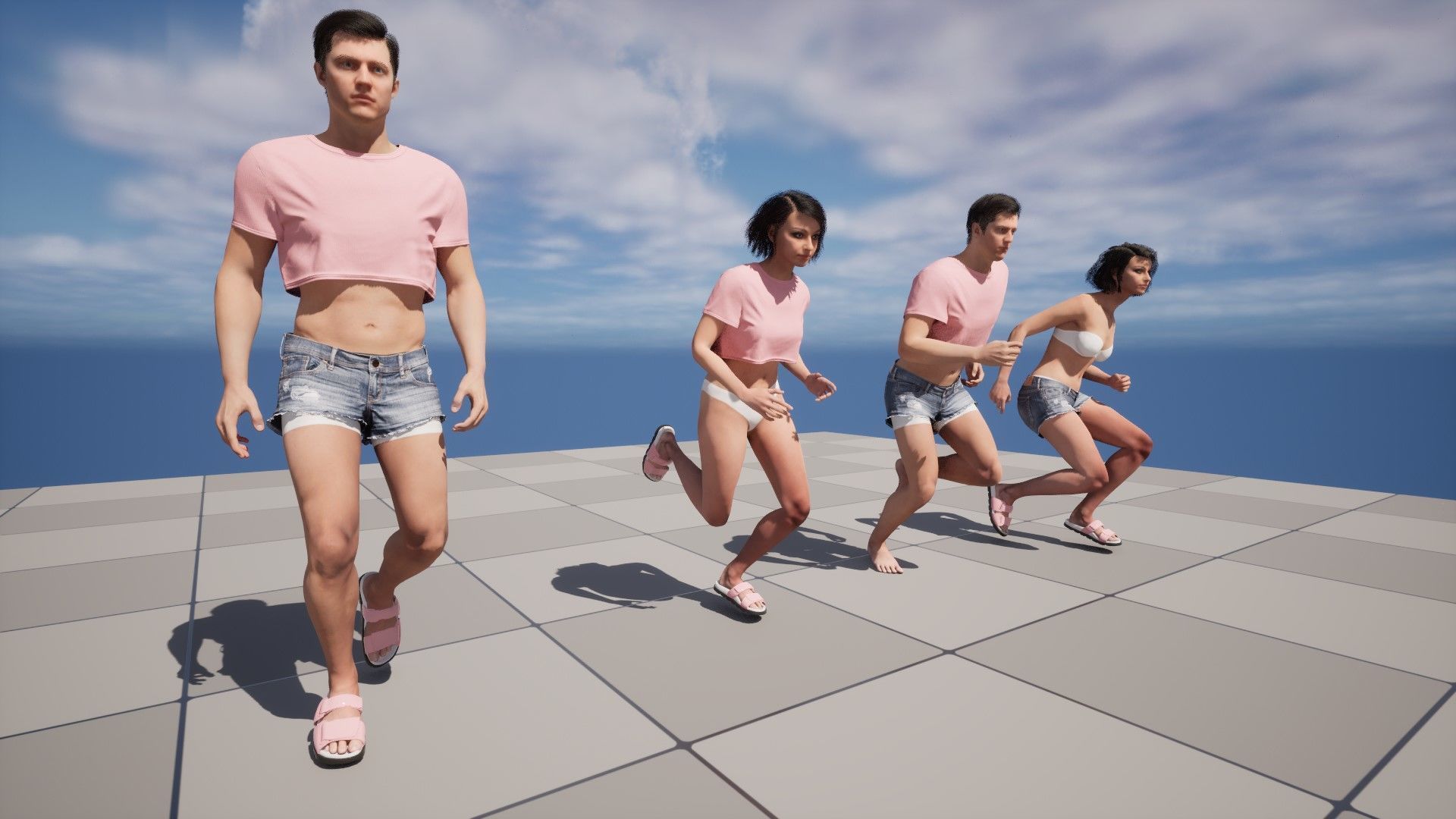 Summer Outfit 3 - Male - Female MH - UE5 Skeletons - Rigged Low-poly 3D model_18