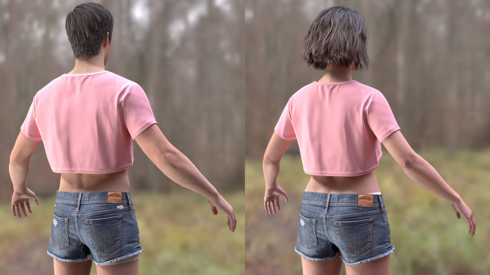 Summer Outfit 3 - Male - Female MH - UE5 Skeletons - Rigged Low-poly 3D model_5