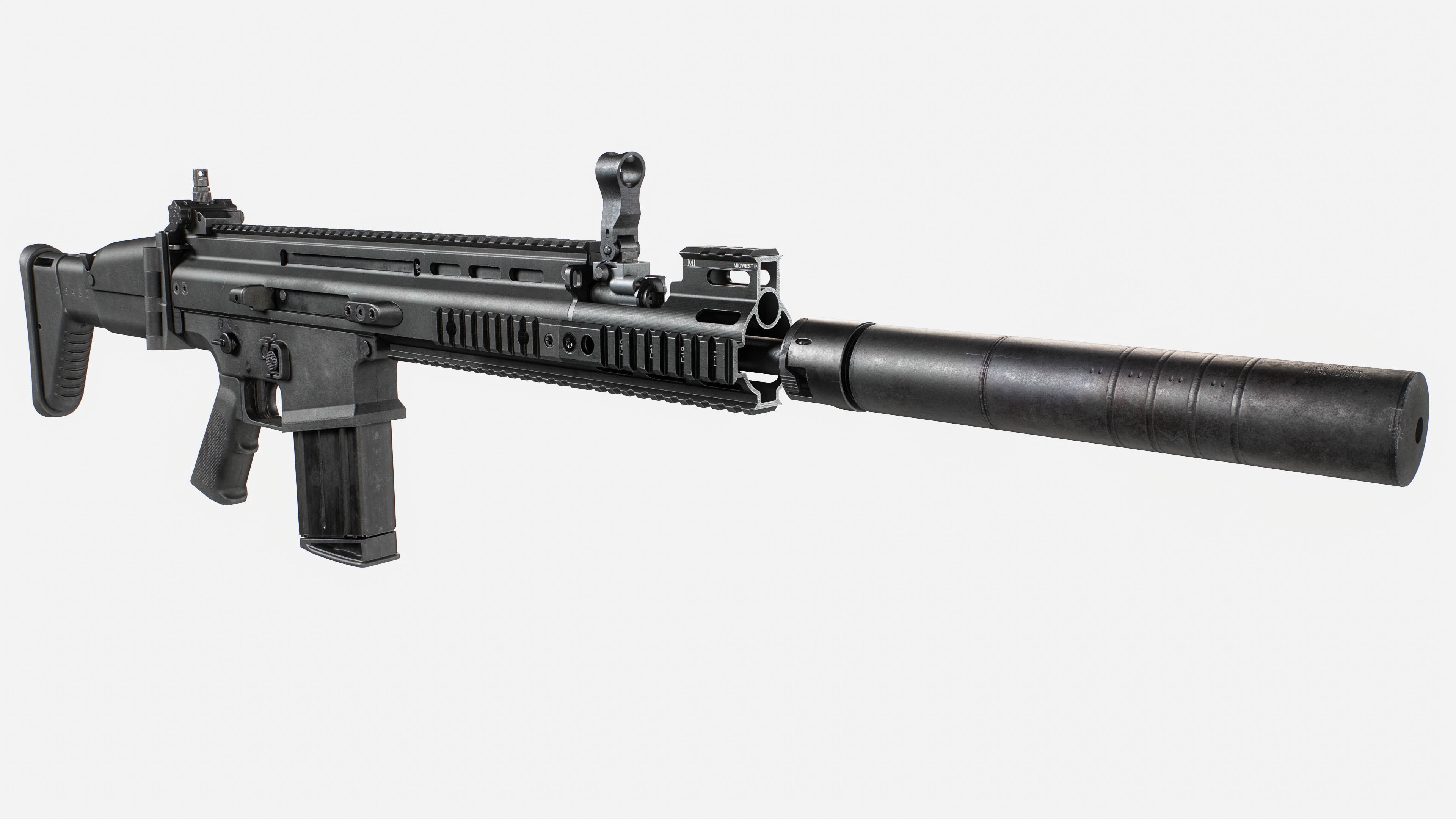 MK17 FN SCAR Heavy Low-poly 3D model_12