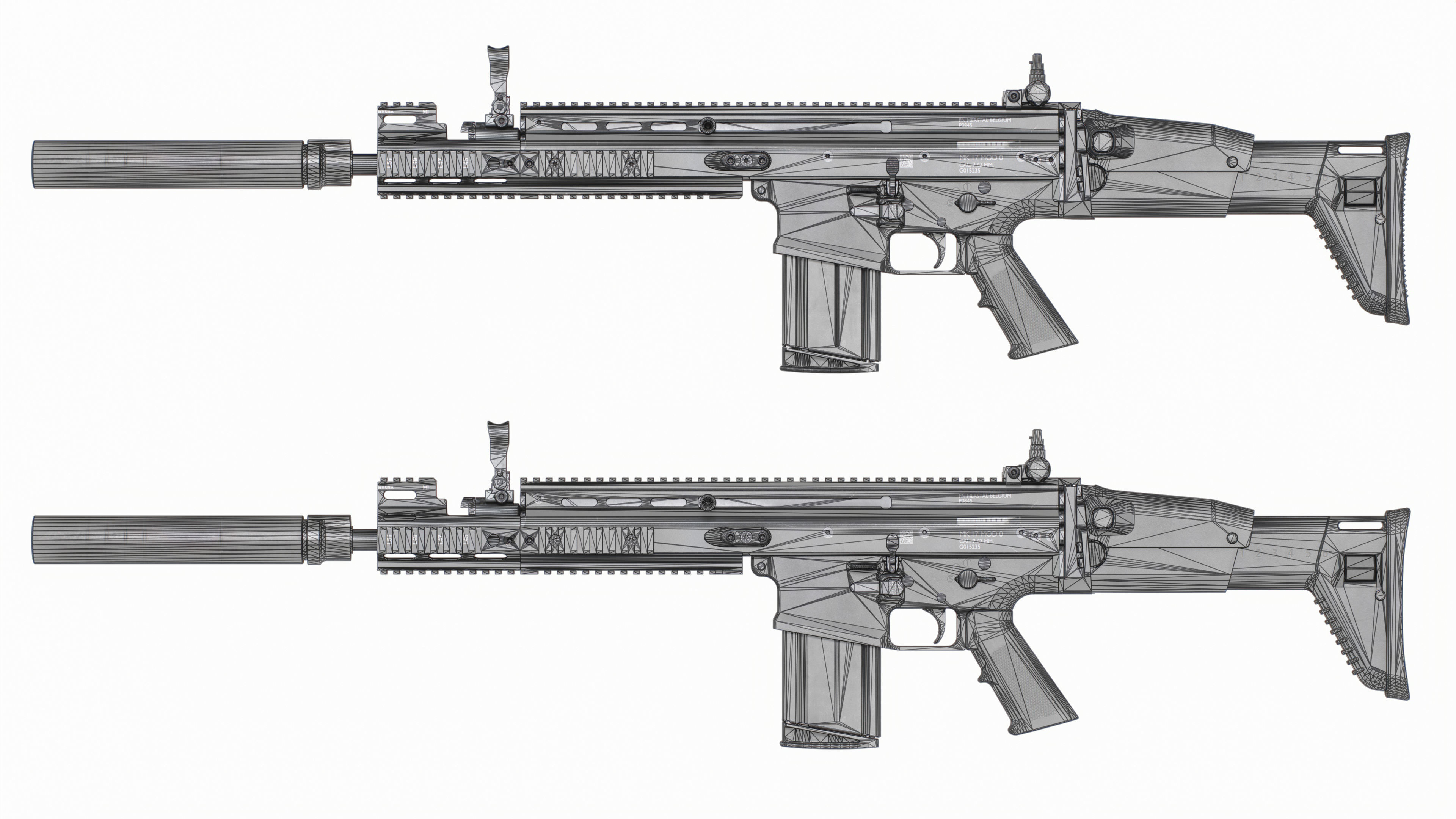 MK17 FN SCAR Heavy Low-poly 3D model_37