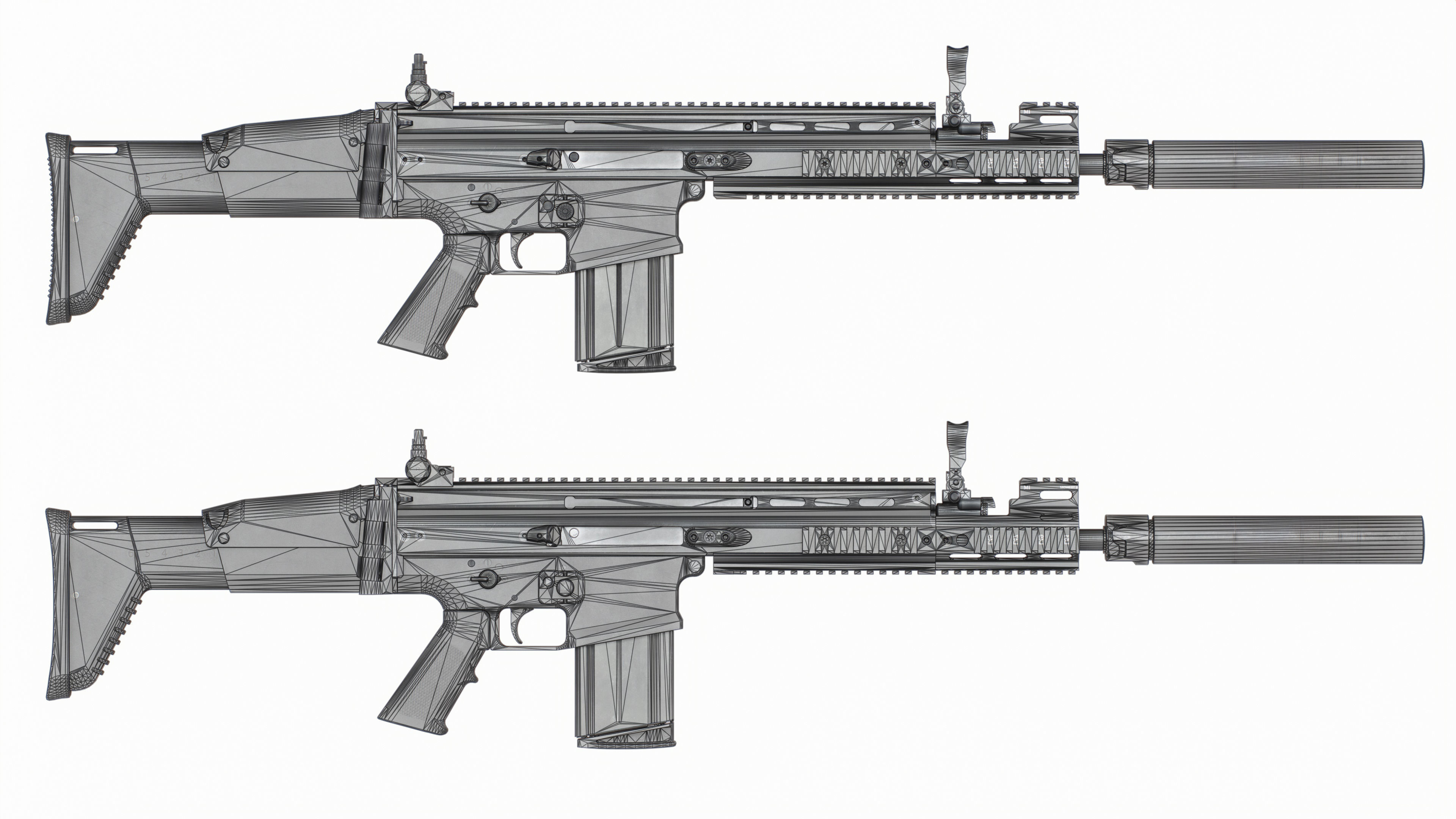 MK17 FN SCAR Heavy Low-poly 3D model_38