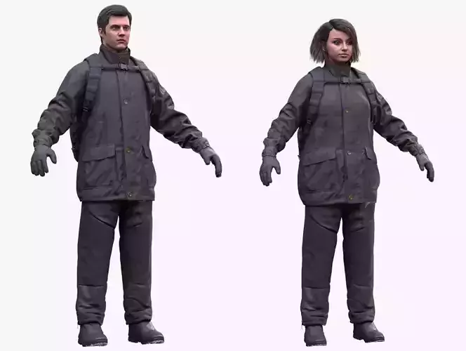 Winter Outfit - Male - Female MH - UE5 Skeletons - Rigged