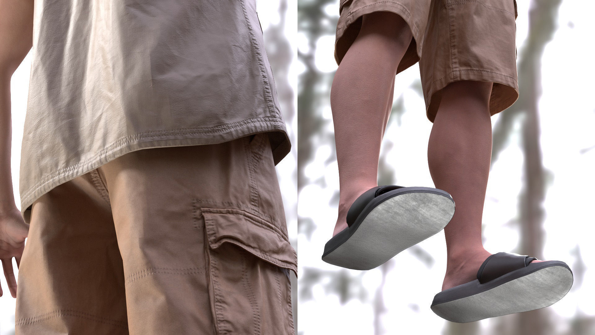 Summer Outfit 2 - Male - Female MH - UE5 Skeletons - Rigged Low-poly 3D model_11