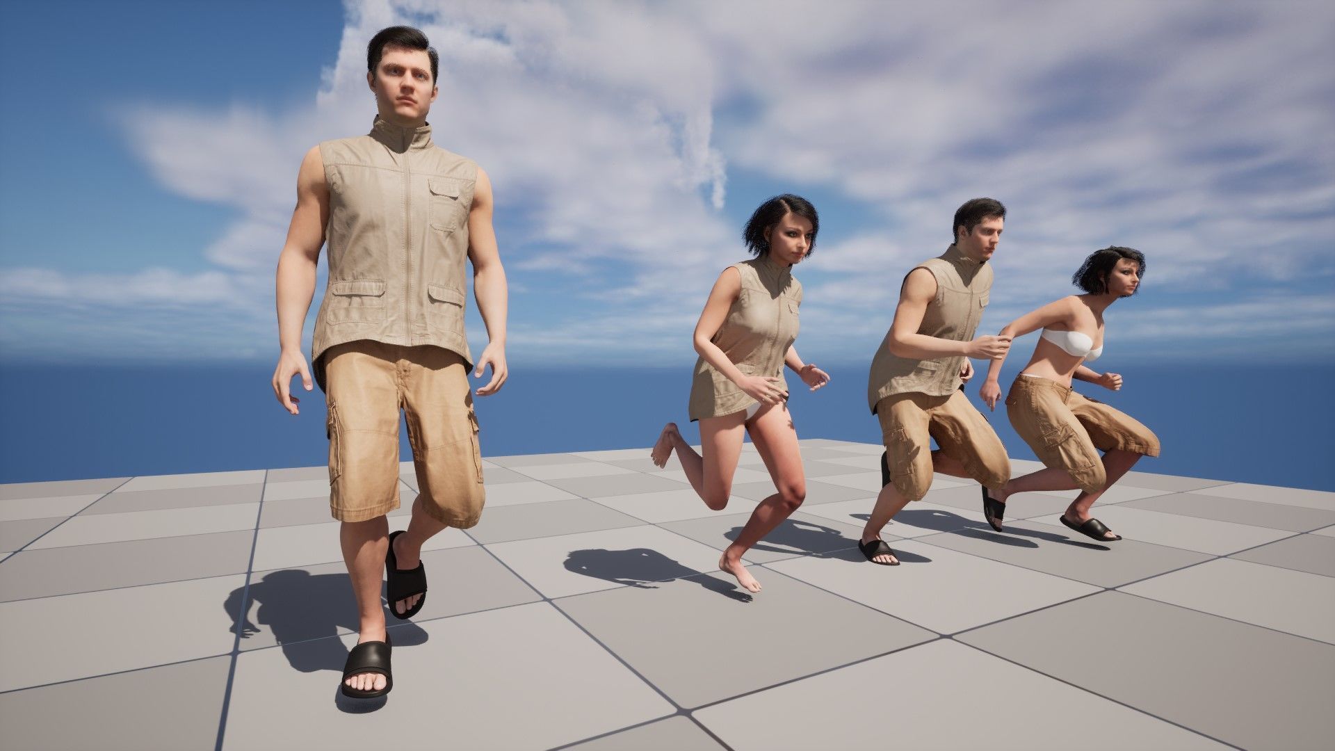 Summer Outfit 2 - Male - Female MH - UE5 Skeletons - Rigged Low-poly 3D model_18