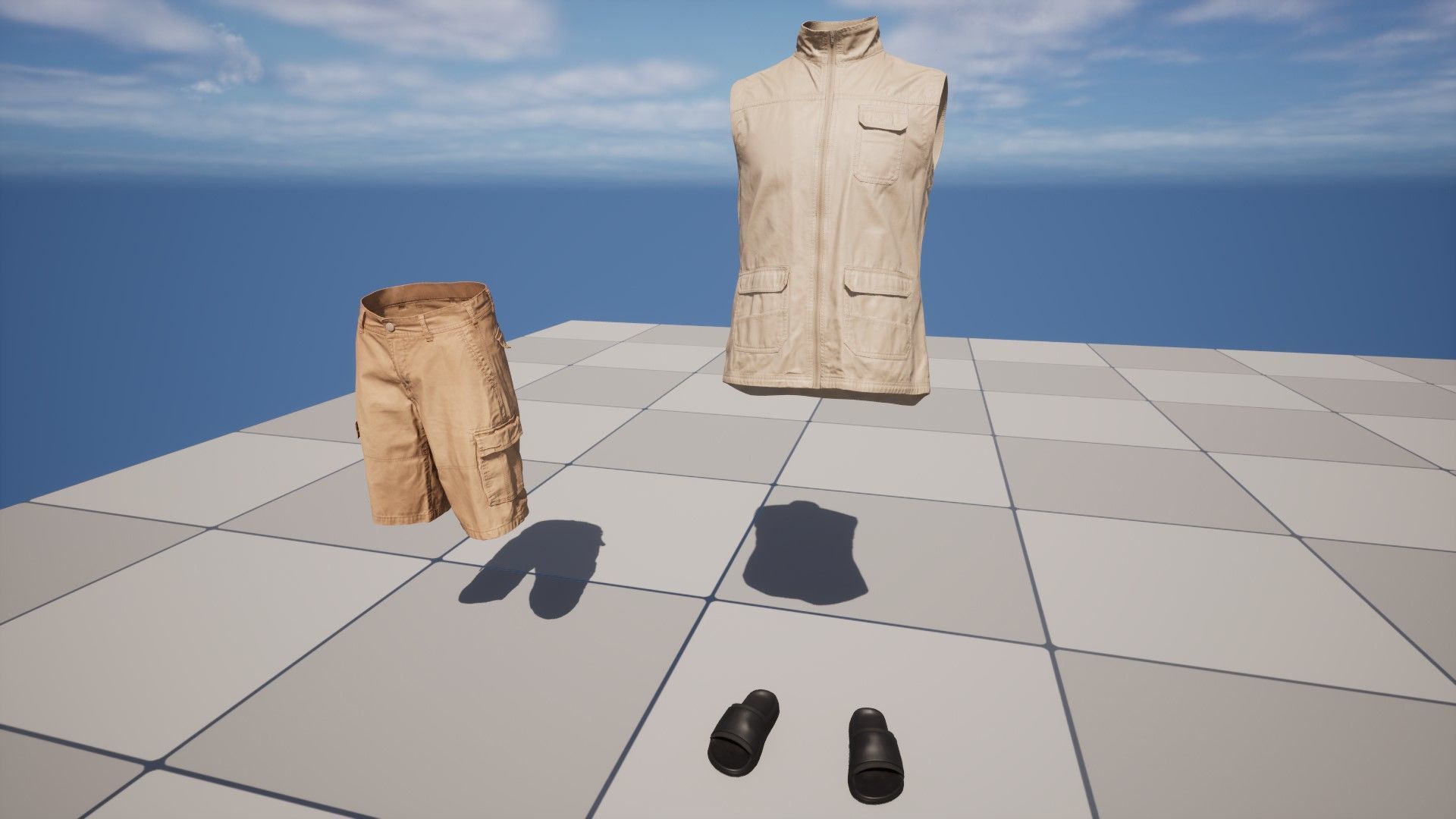 Summer Outfit 2 - Male - Female MH - UE5 Skeletons - Rigged Low-poly 3D model_20