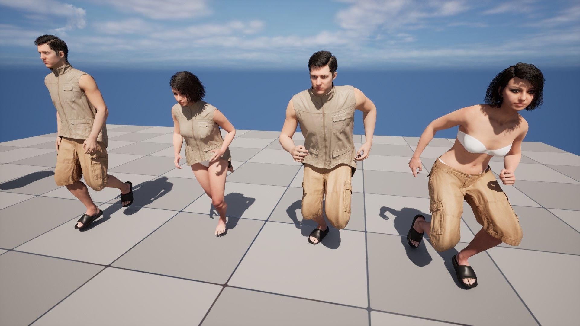 Summer Outfit 2 - Male - Female MH - UE5 Skeletons - Rigged Low-poly 3D model_17