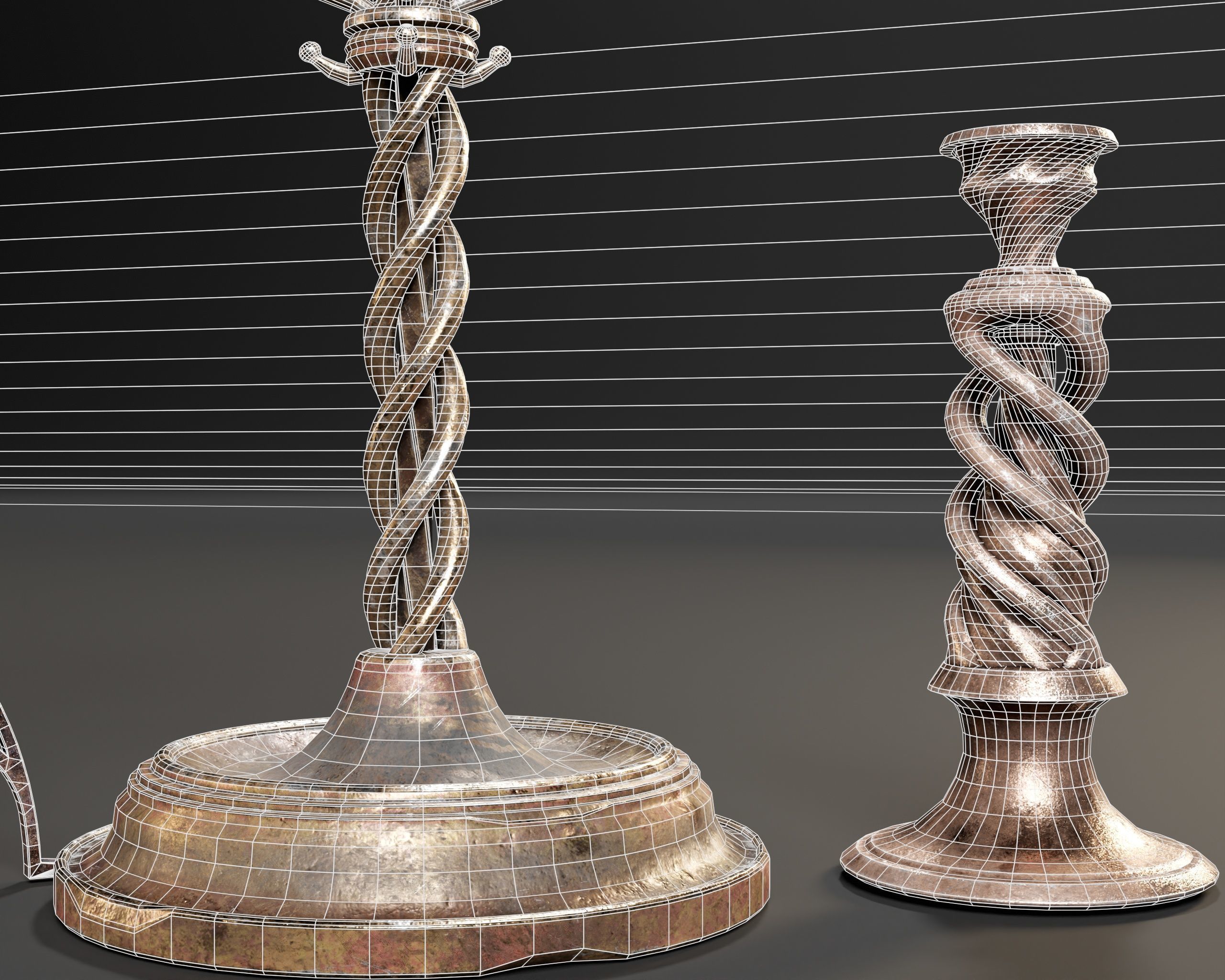 Gothic Candelabra Set 4  Low-poly 3D model_15