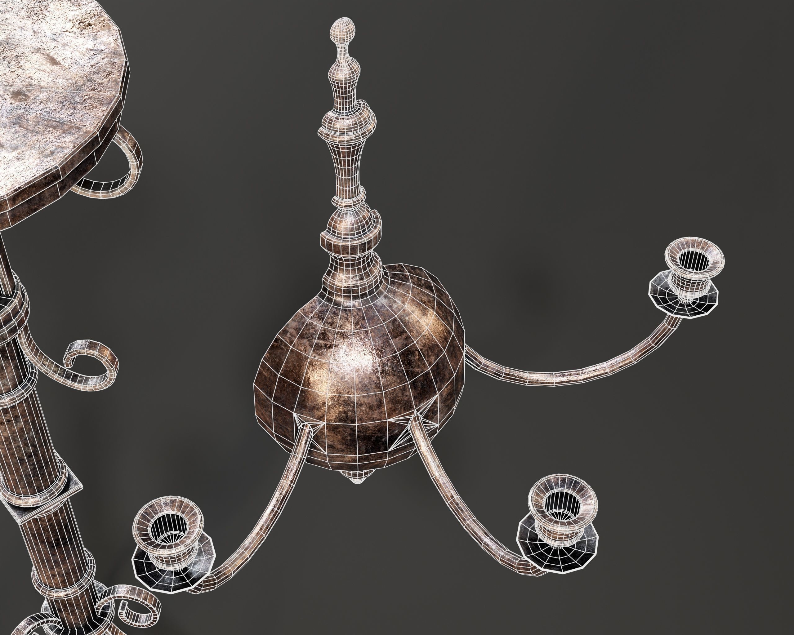 Gothic Candelabra Set 4  Low-poly 3D model_9