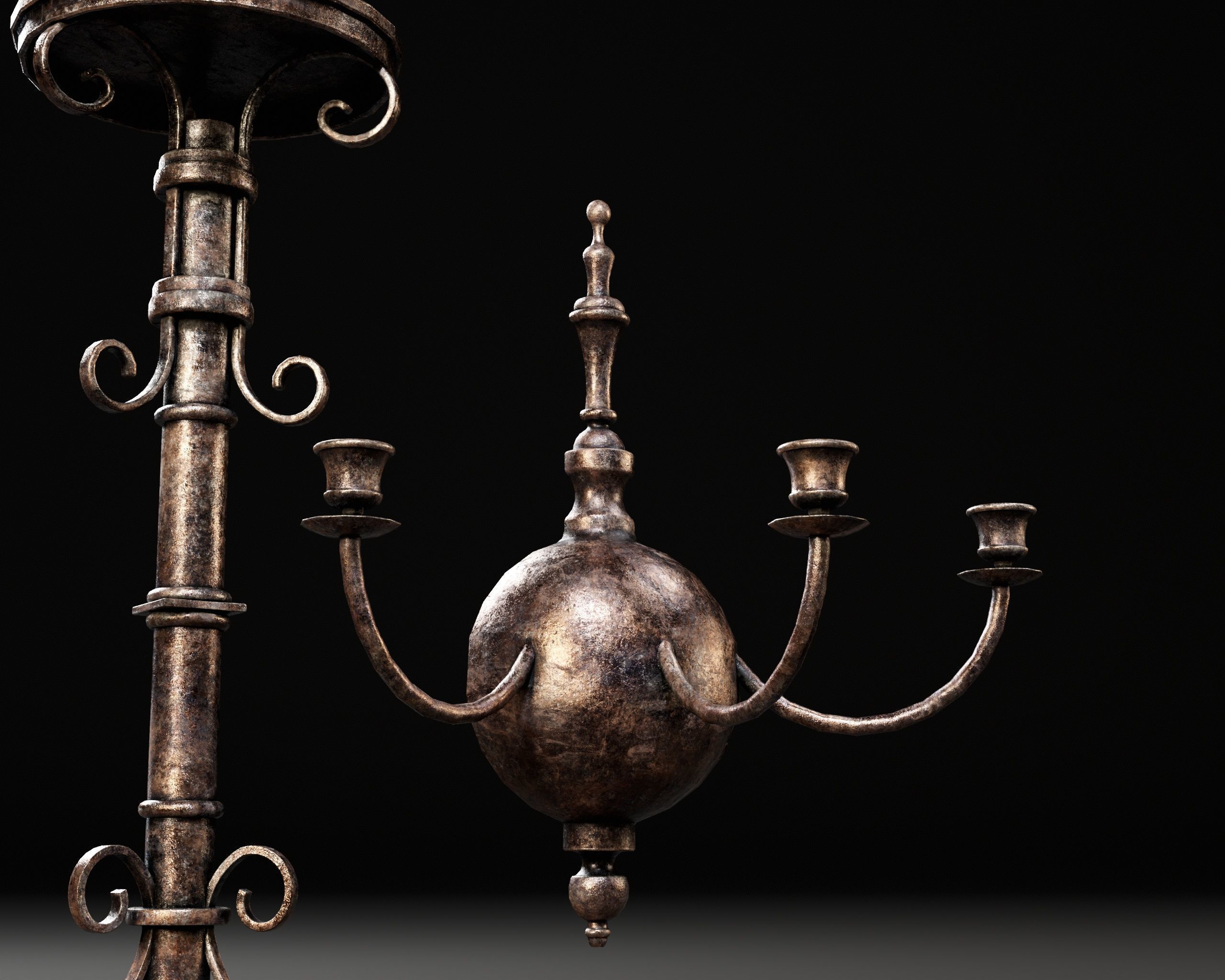 Gothic Candelabra Set 4  Low-poly 3D model_6