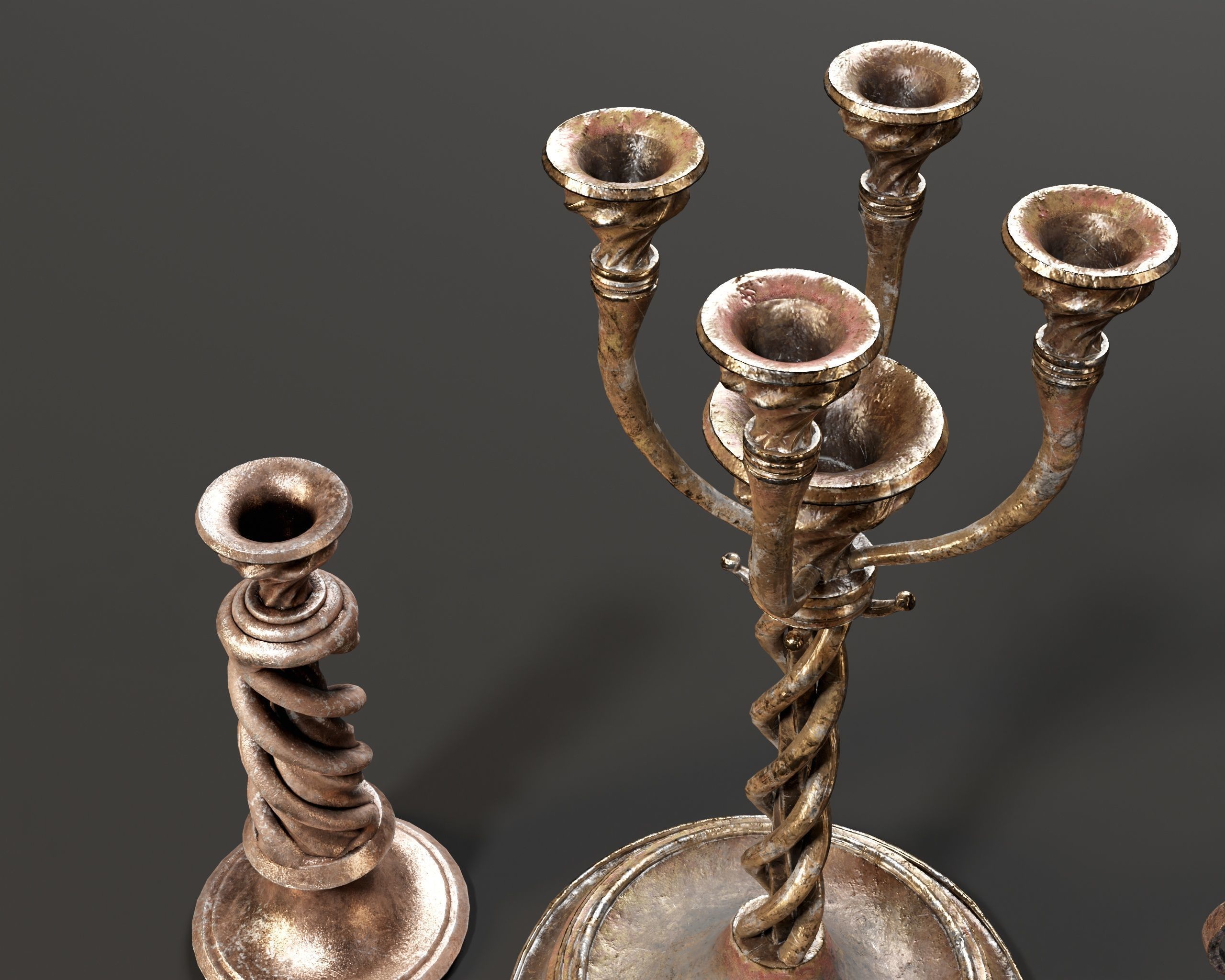 Gothic Candelabra Set 4  Low-poly 3D model_12