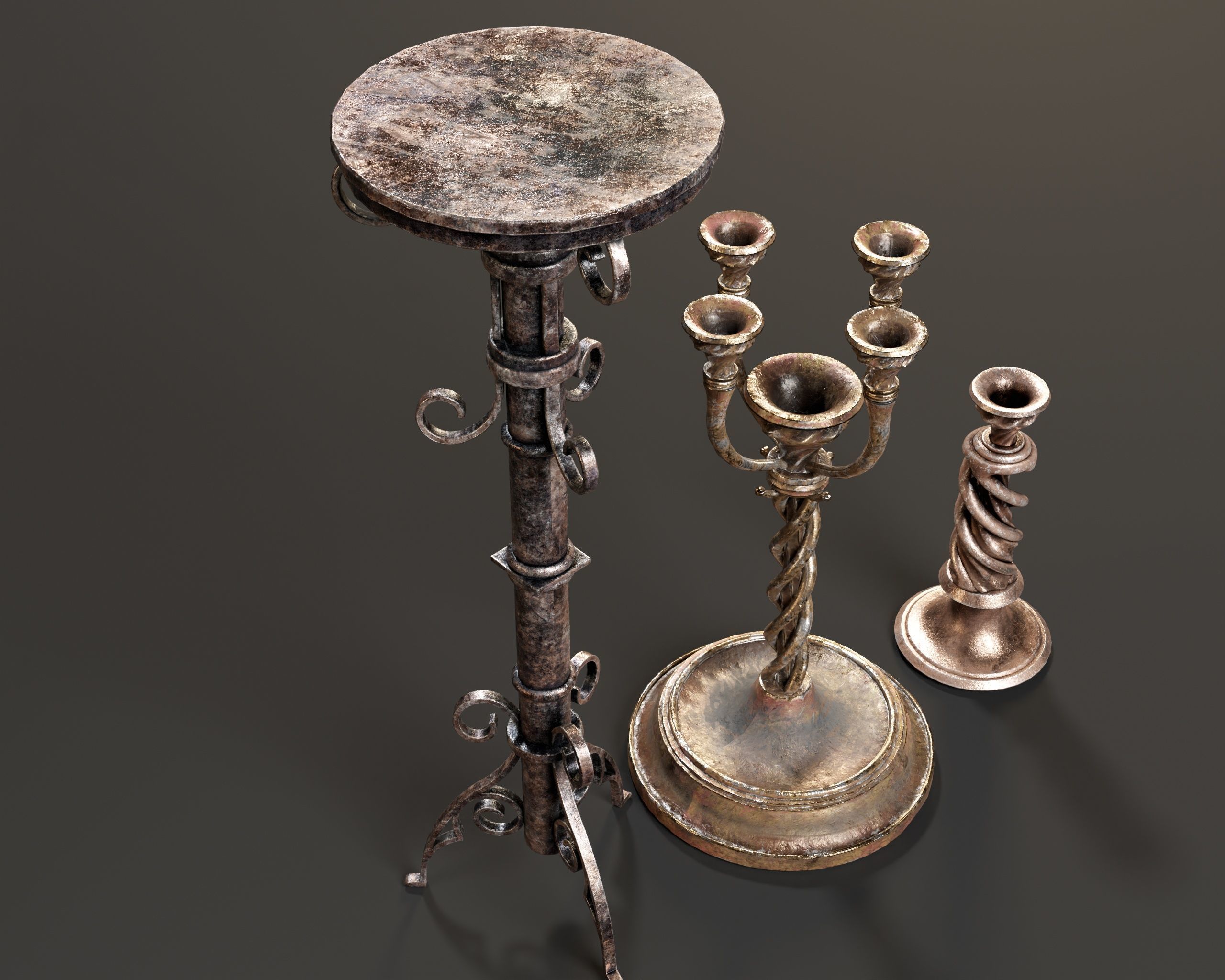 Gothic Candelabra Set 4  Low-poly 3D model_16