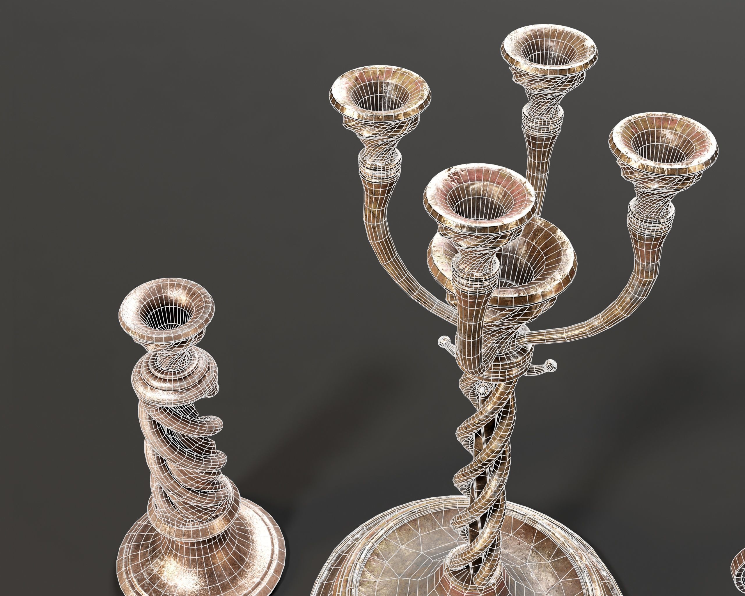 Gothic Candelabra Set 4  Low-poly 3D model_13