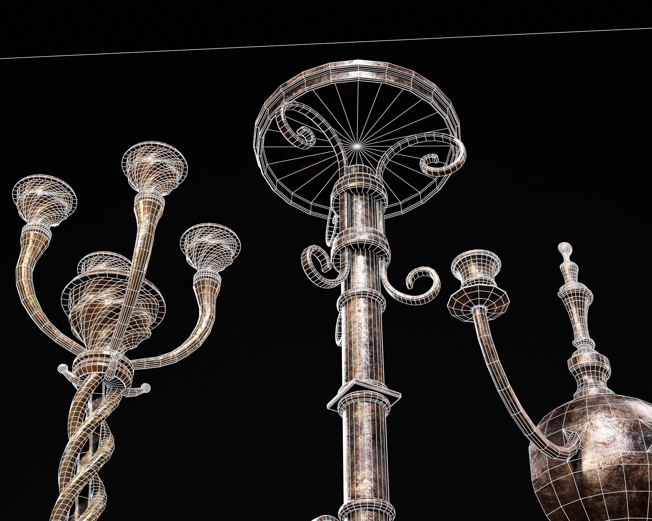 Gothic Candelabra Set 4  Low-poly 3D model_11