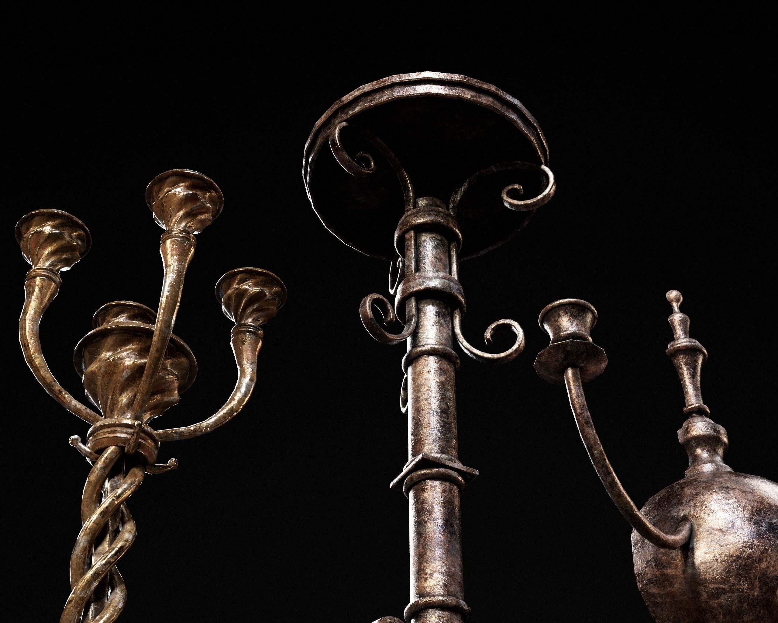 Gothic Candelabra Set 4  Low-poly 3D model_10