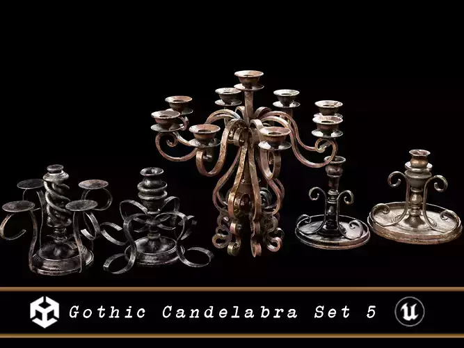 Gothic Candelabra Set 5 