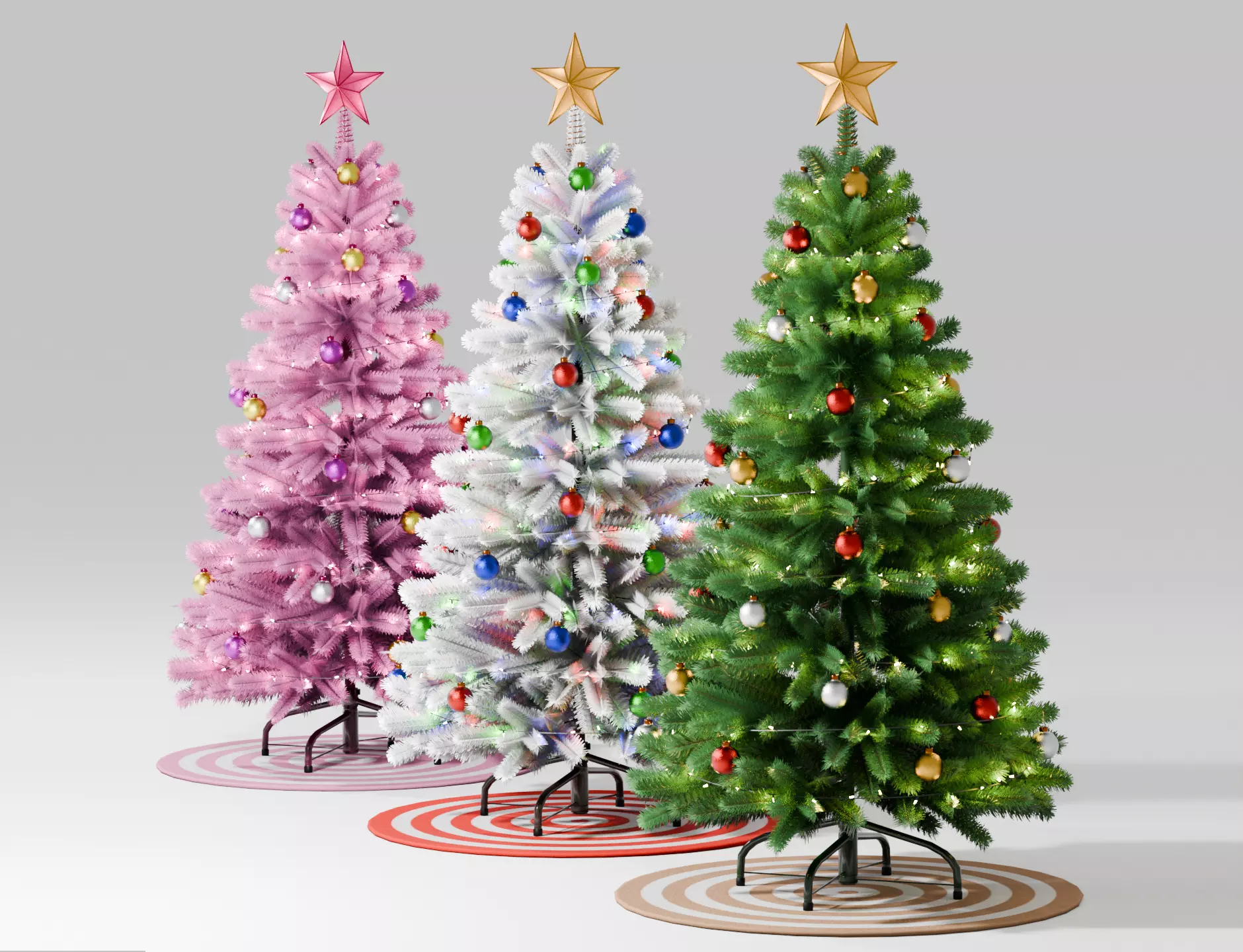 Christmas Tree - with 3 Color Variants Low-poly 3D model