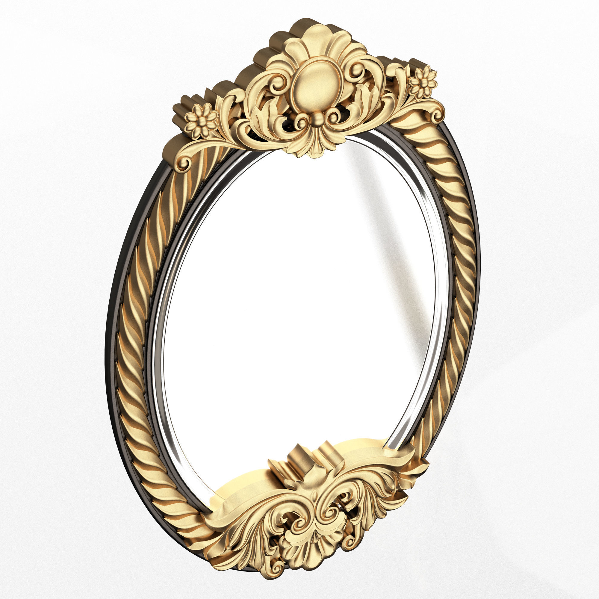 Carved Classic Mirror 011 Low-poly 3D model_1