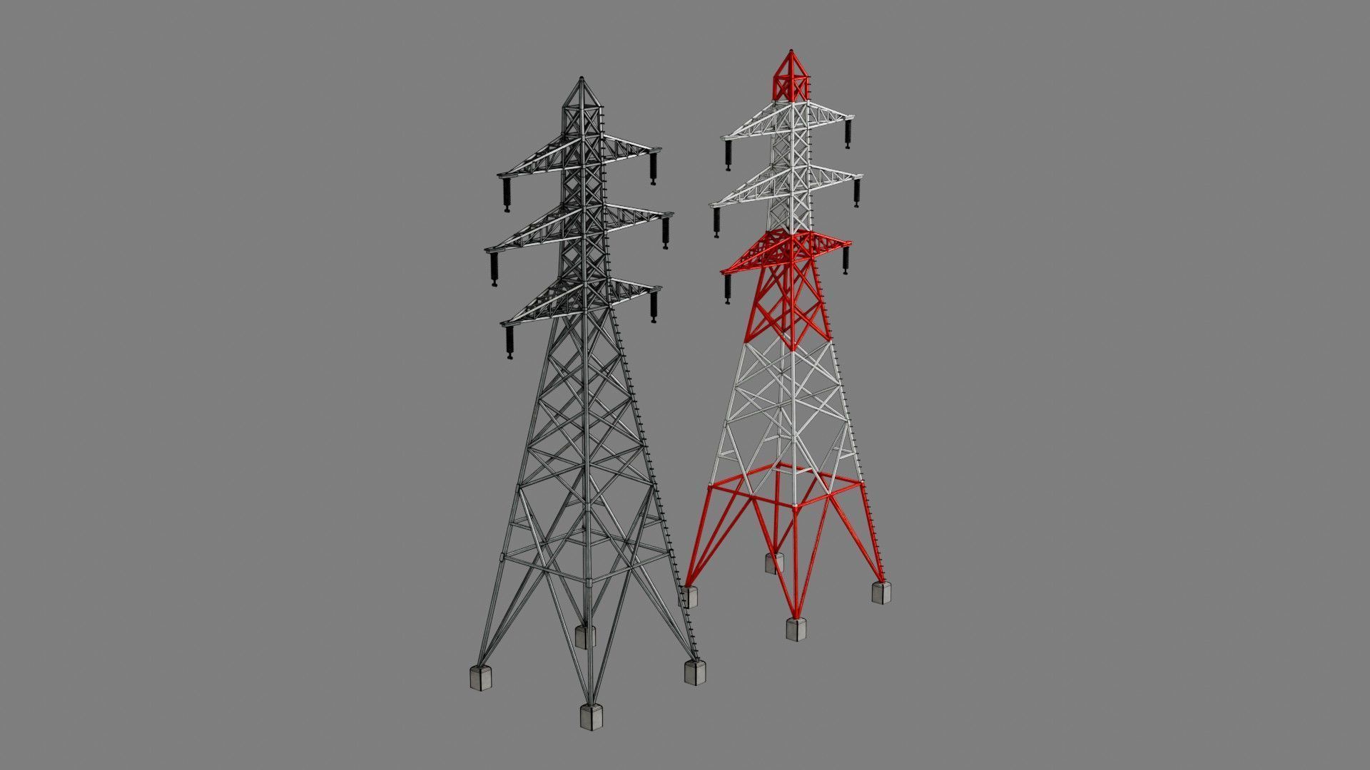 Overhead Powerline Pack Low-poly 3D model_2