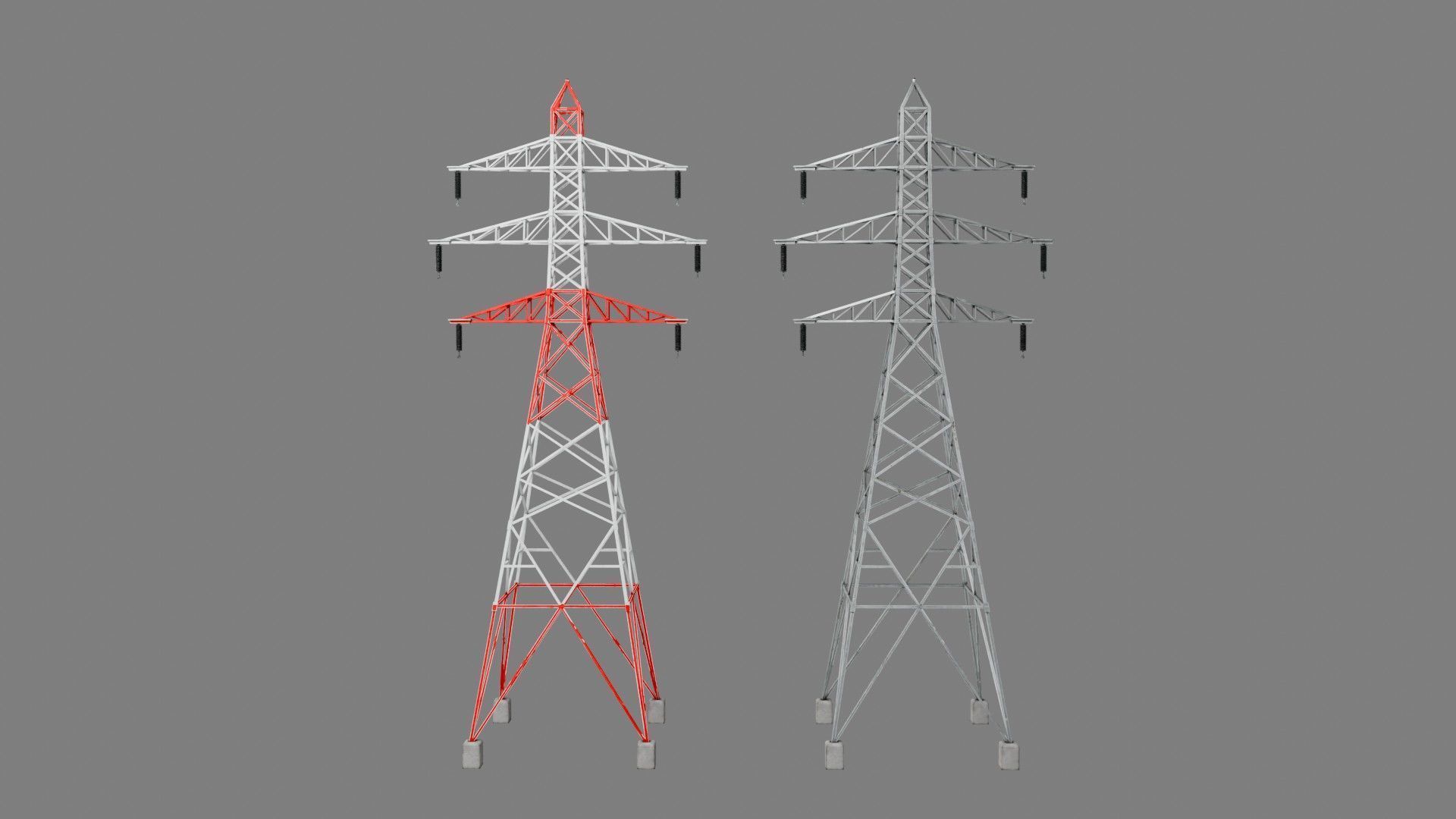 Overhead Powerline Pack Low-poly 3D model_9