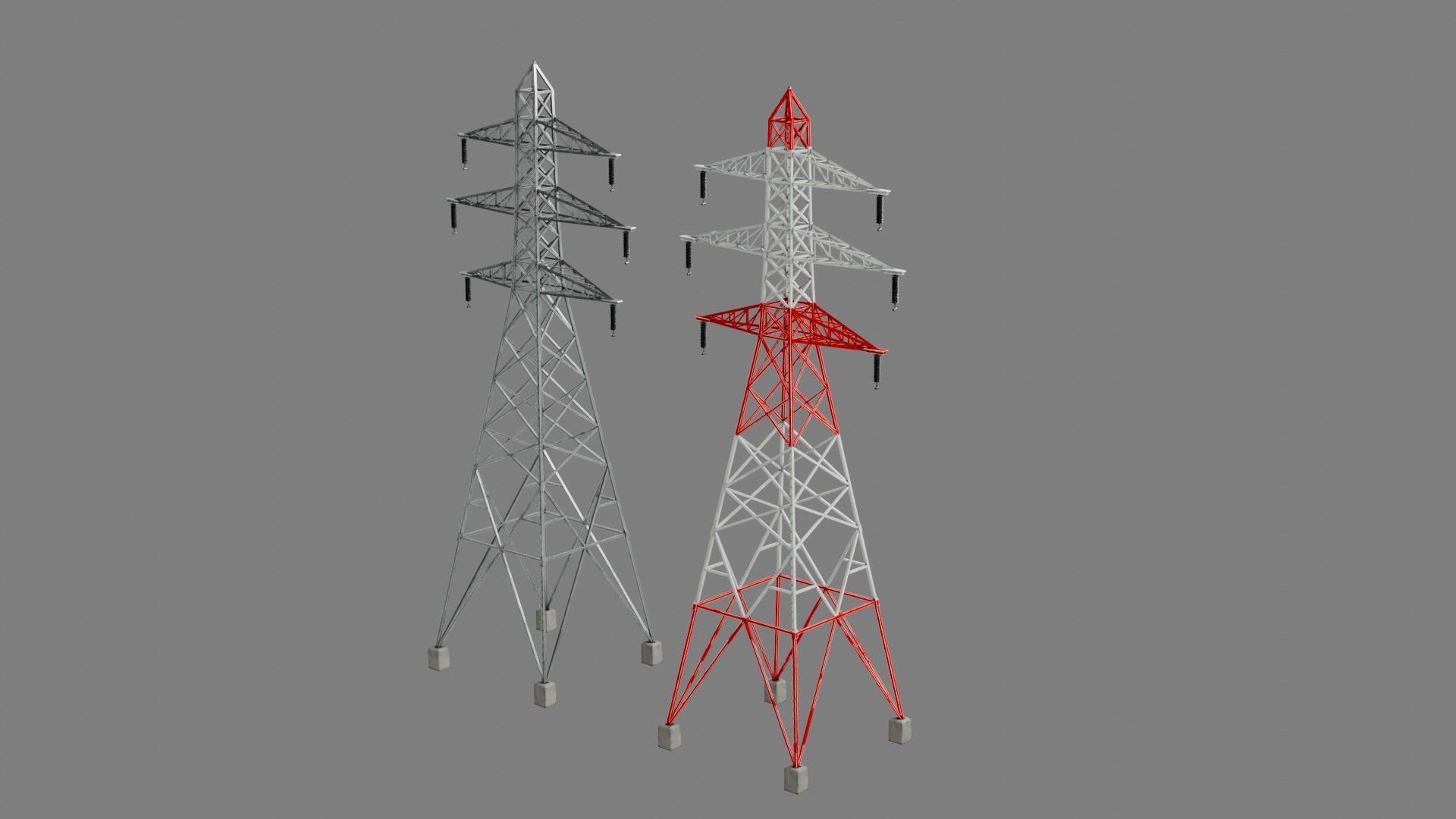 Overhead Powerline Pack Low-poly 3D model_5