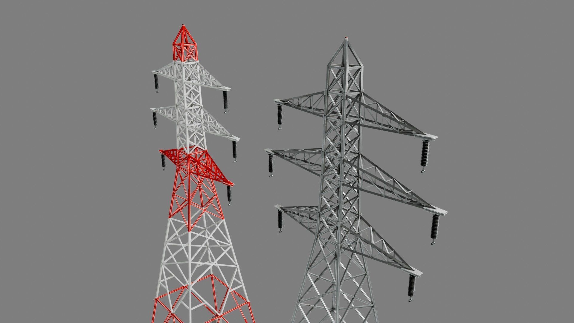 Overhead Powerline Pack Low-poly 3D model_7