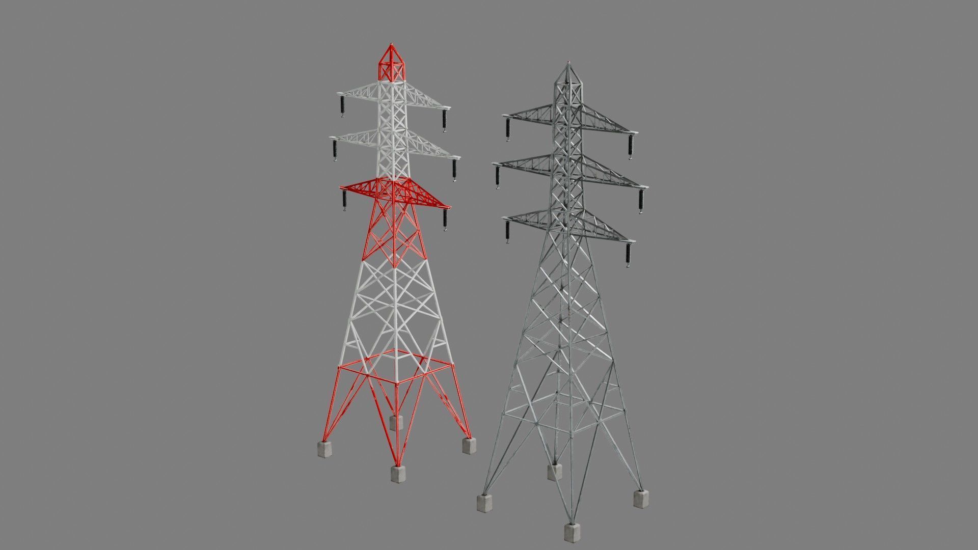 Overhead Powerline Pack Low-poly 3D model_3